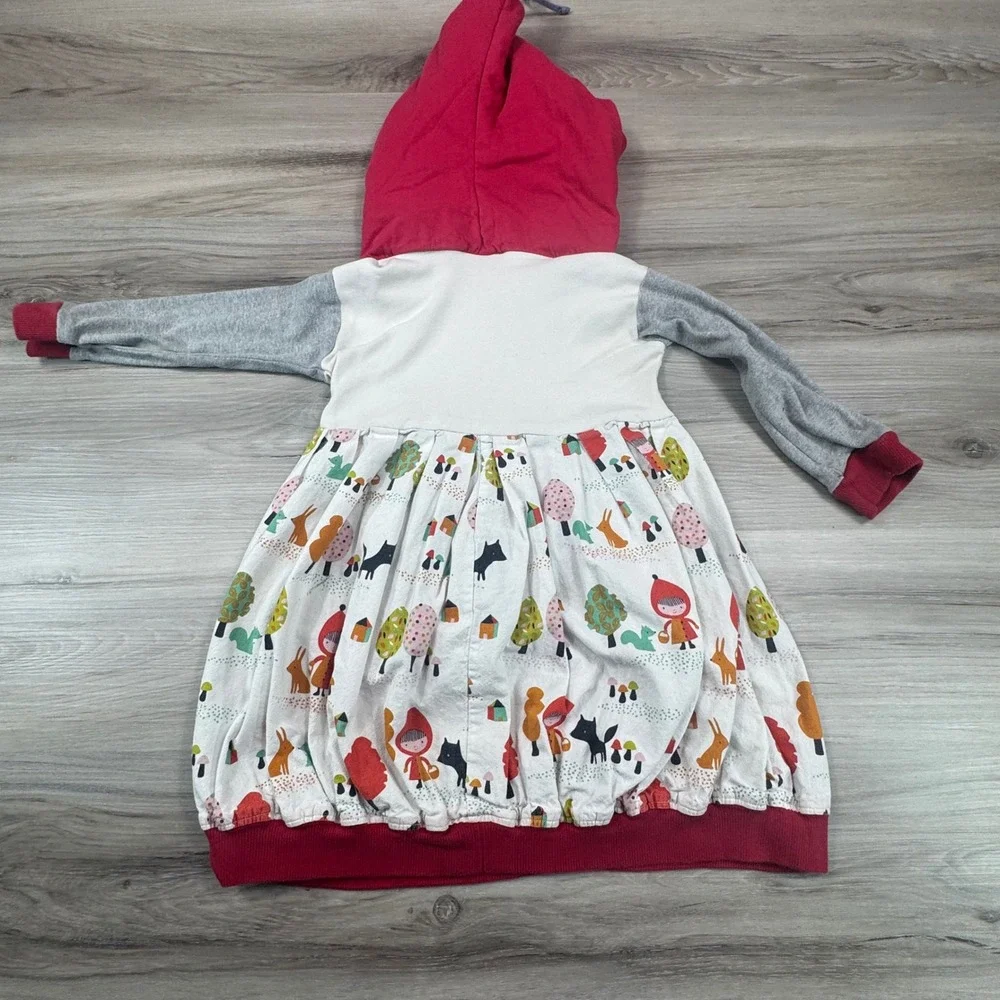 Kids Little Red Riding Hood Dress Hooded Forest Critters Print Size 4T/5T no tag - Picture 9 of 10